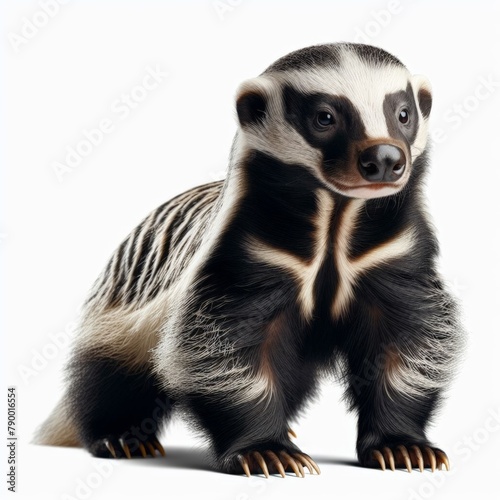 Image of isolated honey badger against pure white background, ideal for presentations
 photo