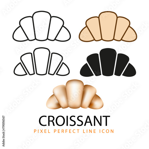 Croissant Line Art Logo Silhouette AI EPS VECTOR