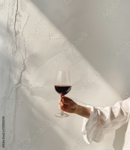 Hand Holding Glass of Red Wine