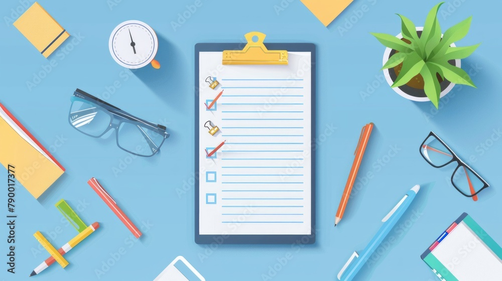 the concept of Checklist Day, top view, copy space on side