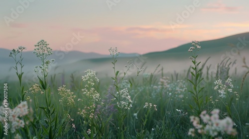 Field of Flowers With Mountain Background