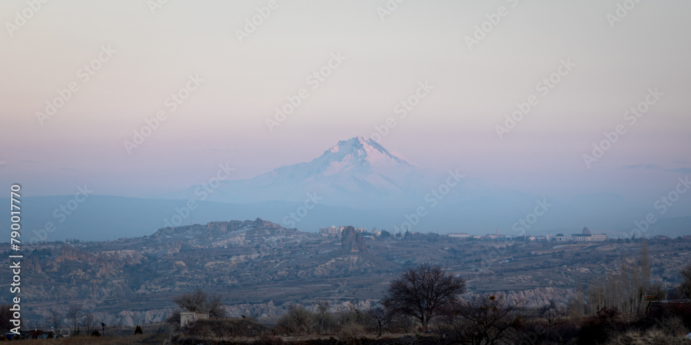View of Mount Erciyes in Turkey after sunset