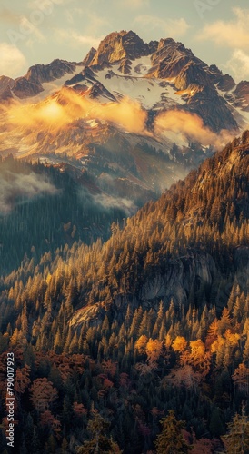 Majestic Mountain Range Silhouetted at Sunset