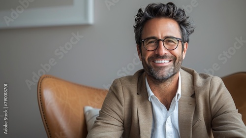 Man Sitting in Chair With Crossed Legs