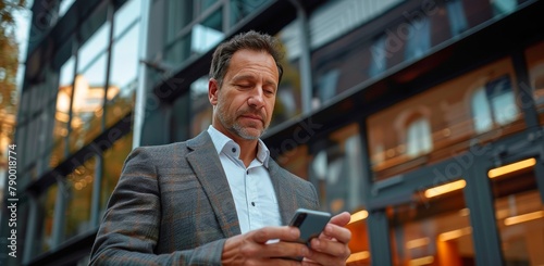 Man in Suit Checking Cell Phone