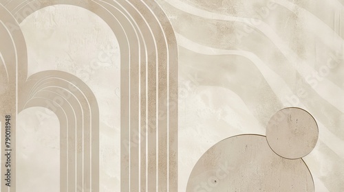 Beige Wallpaper With Circles and Lines