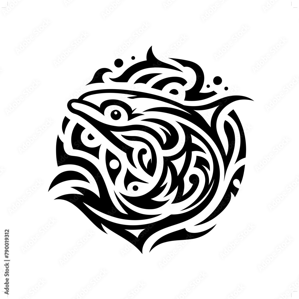 Beluga; dolphin in modern tribal tattoo, abstract line art of animals, minimalist contour. Vector Beluga; dolphin in modern tribal tattoo, abstract line art of animals, minimalist contour. Vector