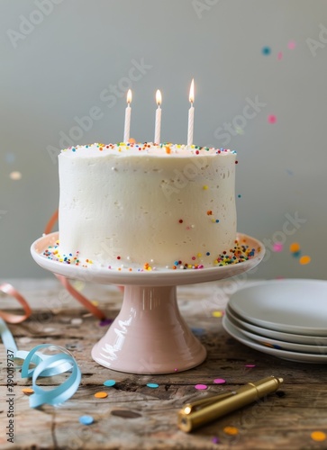 Birthday Cake With Lit Candles