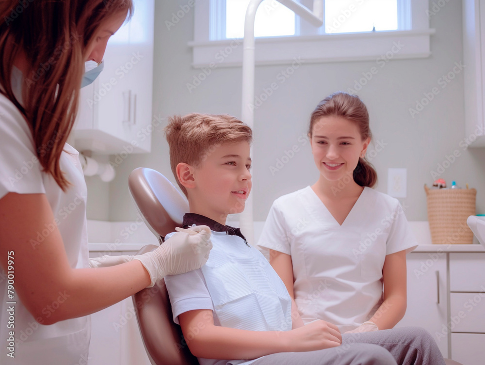 Boy having his teeth examined by a dentist, an appointment with dentist Boy having his teeth examined by a dentist, an appointment with dentist