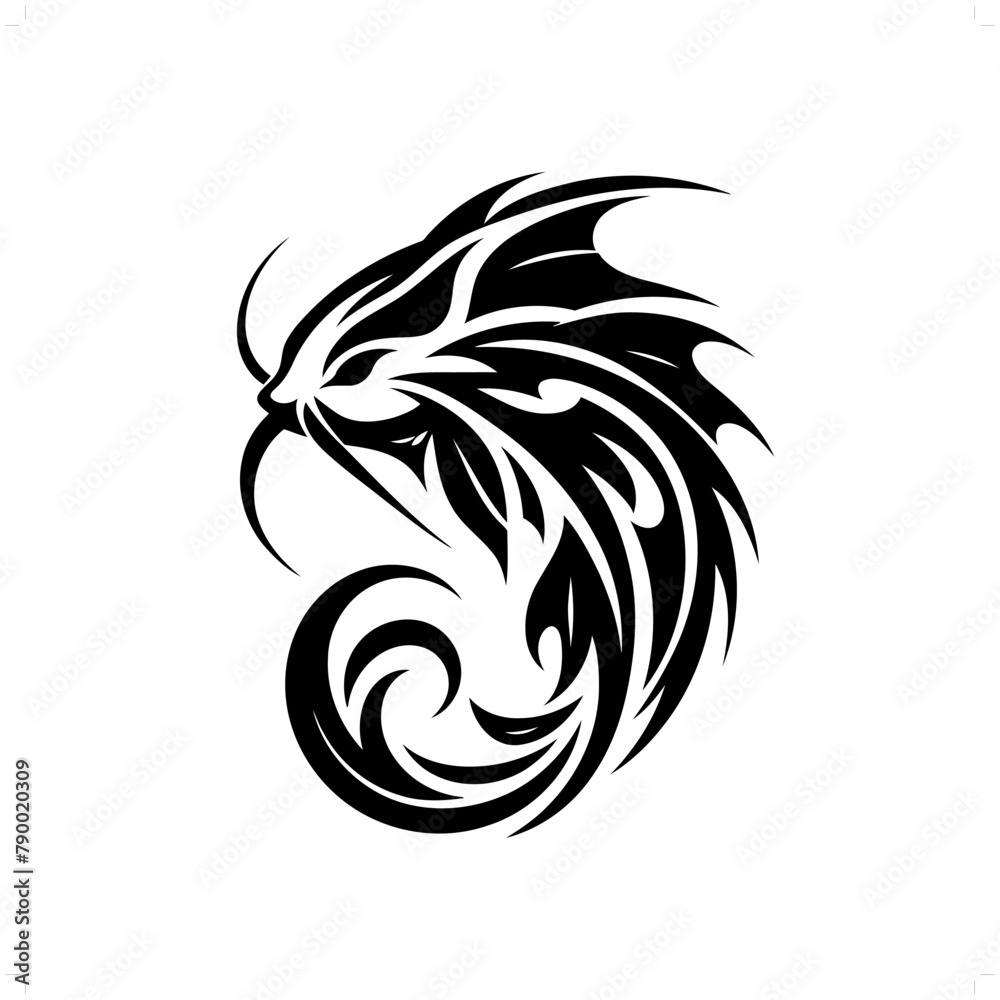 Catfish in modern tribal tattoo, abstract line art of animals, minimalist contour. Vector Catfish in modern tribal tattoo, abstract line art of animals, minimalist contour. Vector