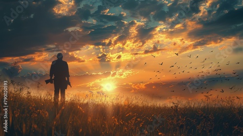 Man Standing on Top of Grass Covered Field