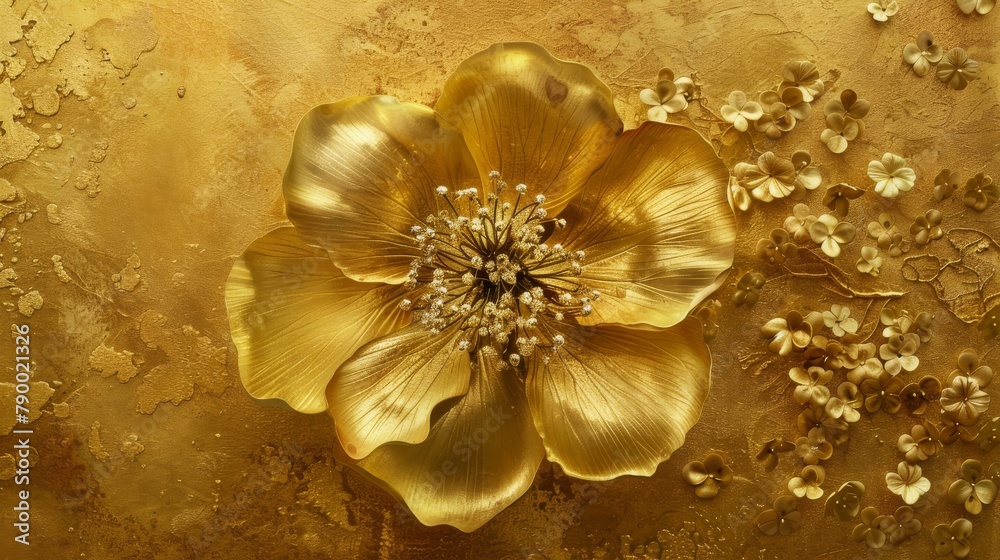 Gold Flower The Close up of Flowers made of Gold Material Wallpaper Background