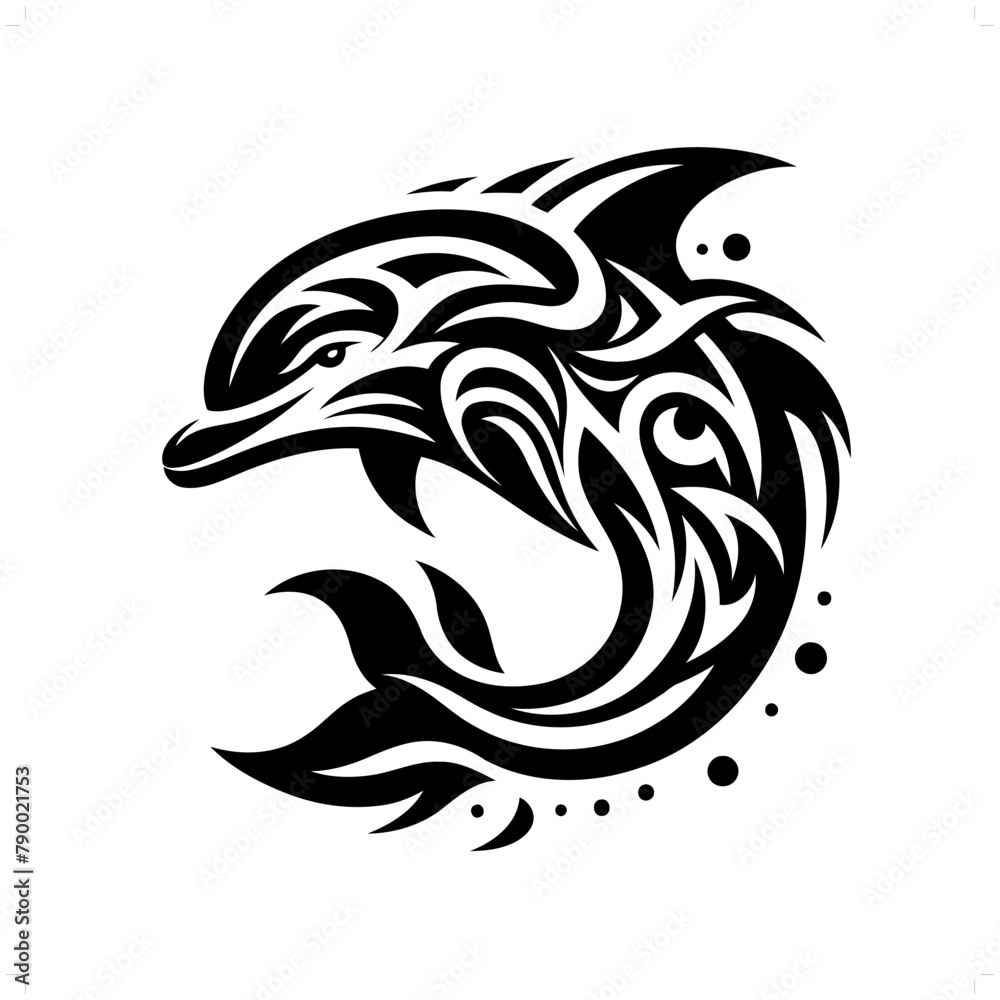 Beluga; dolphin in modern tribal tattoo, abstract line art of animals, minimalist contour. Vector Beluga; dolphin in modern tribal tattoo, abstract line art of animals, minimalist contour. Vector
