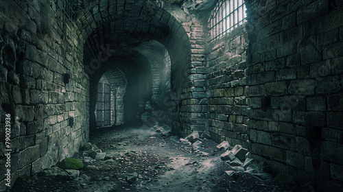 Ancient medieval castle dungeon fantasy and fiction. photo