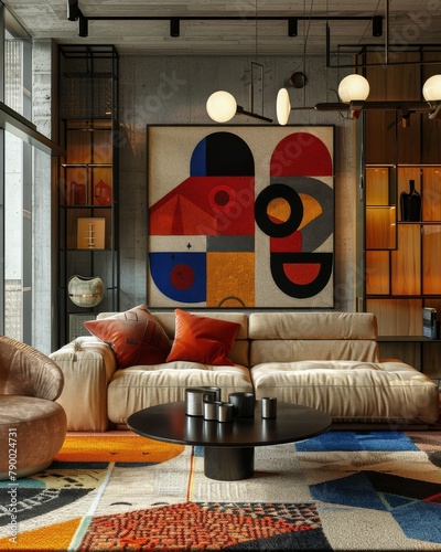 Living Room With Furniture and Painting