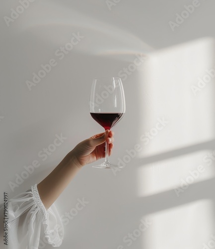 Hand Holding Glass of Red Wine