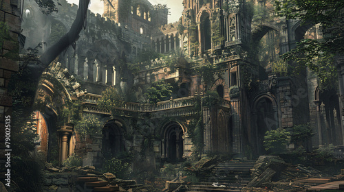 Architectural medieval fantasy old building environment