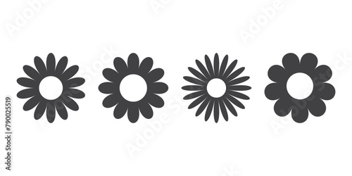 Daisy chamomile icons set in flat style. Flower vector illustration on isolated background. Floral sign business concept.