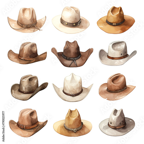 set of women's cowboy hats сreated with Generative Ai