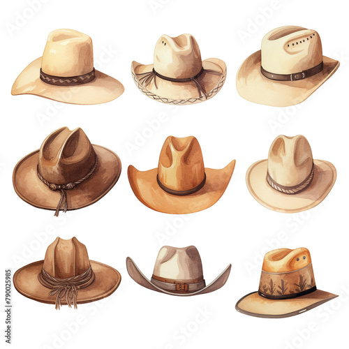 Wallpaper Mural set of women's cowboy hats сreated with Generative Ai Torontodigital.ca