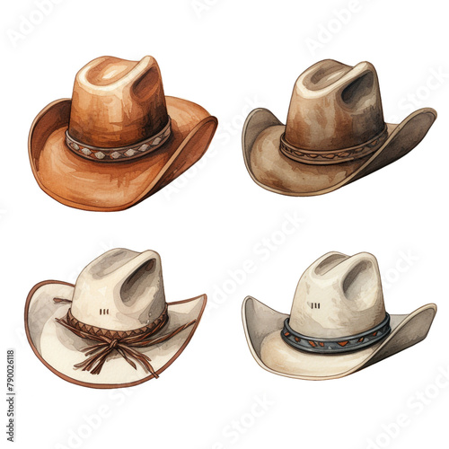 set of women's cowboy hats сreated with Generative Ai