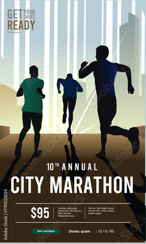 Great modern futuristic colorful vector editable marathon poster background design for your attractive marathon championship event	