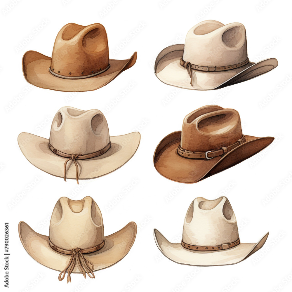 set of women's cowboy hats сreated with Generative Ai