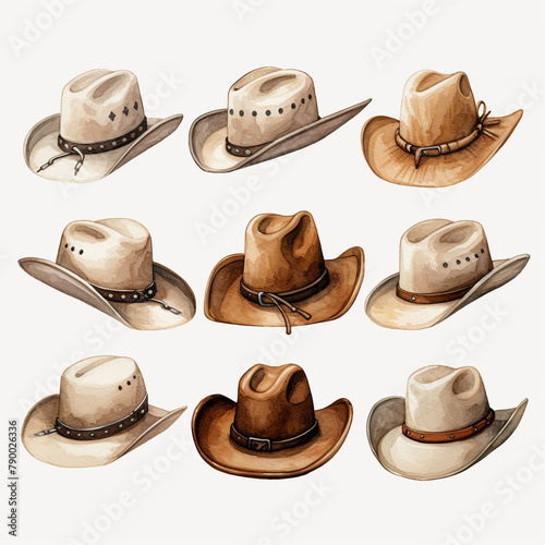 set of women's cowboy hats сreated with Generative Ai