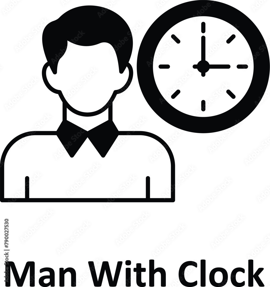 Man with Clock Vector icon which can easily modify or edit