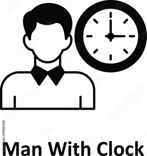 Man with Clock Vector icon which can easily modify or edit © Design Linker