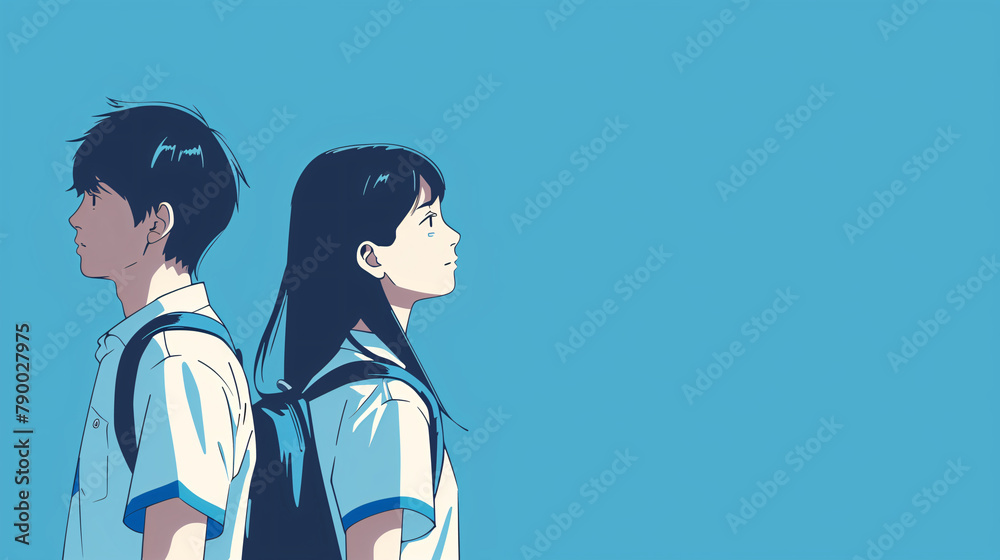 Obraz premium anime style students, copy space