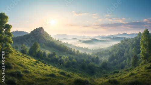 Aerial view of forest at morning  photo