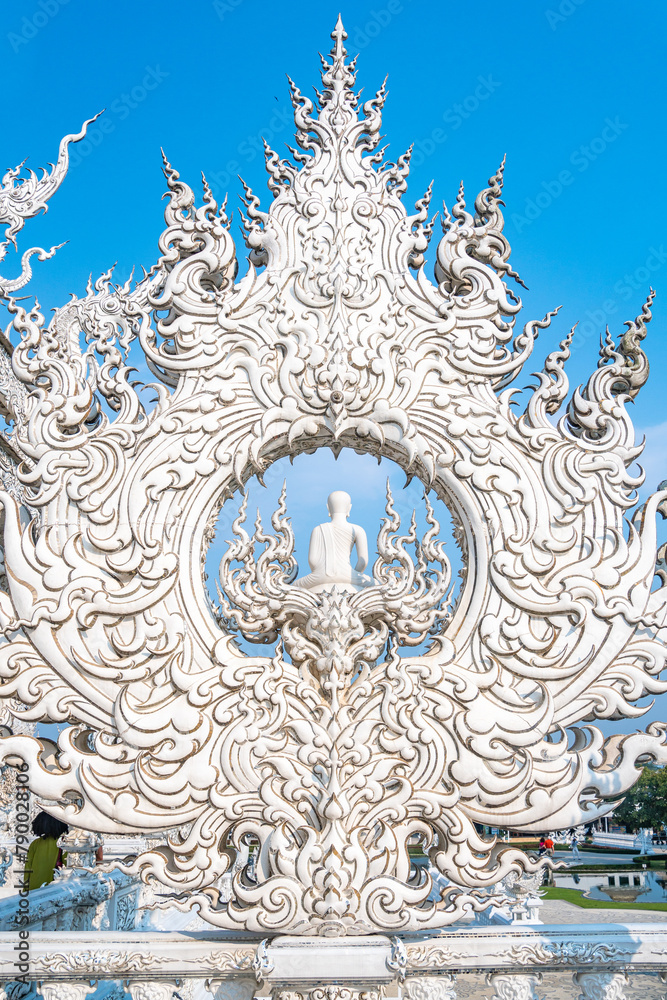 Fototapeta premium Buddhist Temple Wat Rong Khun, Thailand, Magnificent architecture of Asia