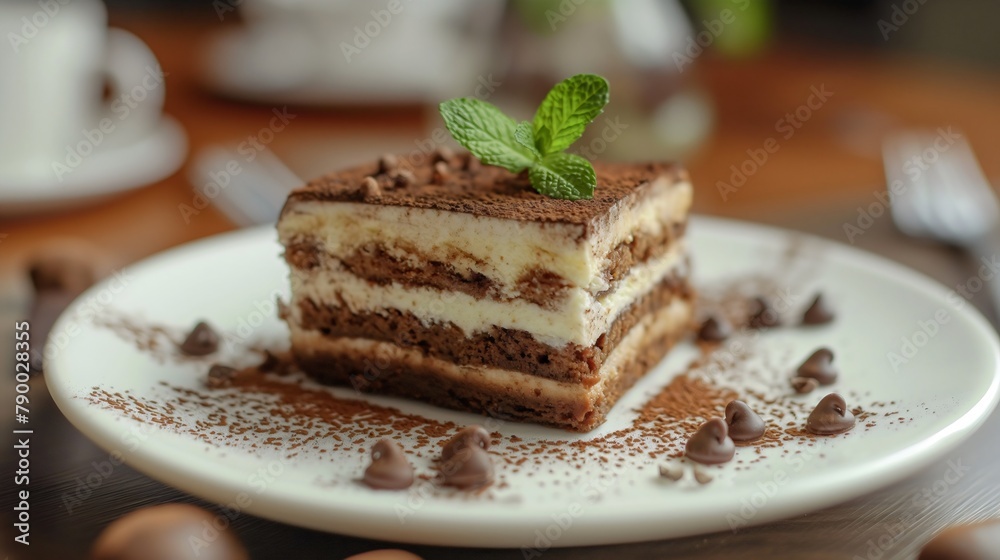 Decadent Delight: Tantalizing Tiramisu Served with a Fresh Mint Twist Decadent Delight: Tantalizing Tiramisu Served with a Fresh Mint Twist