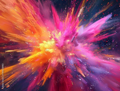 Vibrant Color Explosions on Canvas  Mesmerizing Abstract Artwork BurstingRadiance