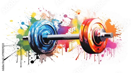 Abstract colorful illustration of a barbell on a white background