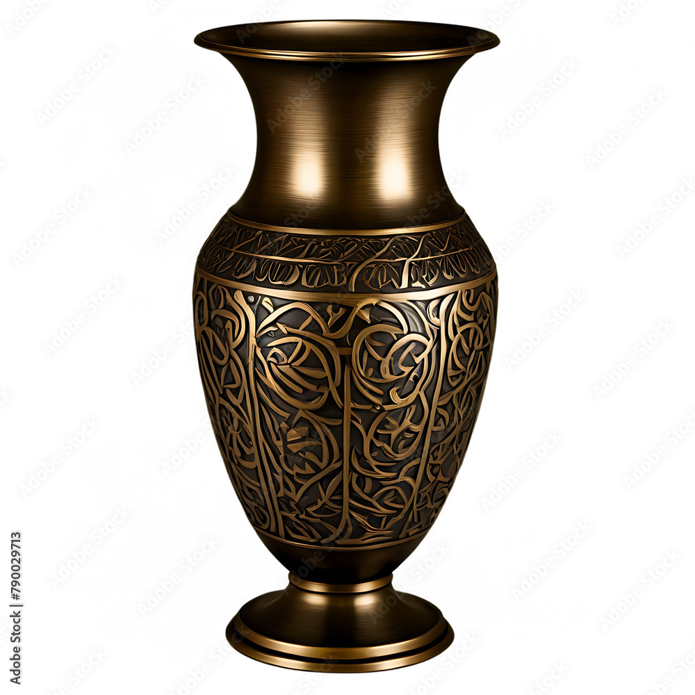 A decorative metal vase with an antique bronze finish and raised patterns Transparent Background Images