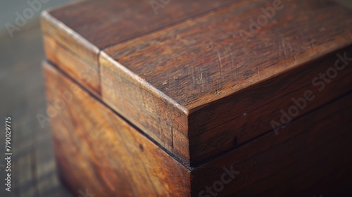 Details of a wooden box to evoke curiosity and unexpectedness photo