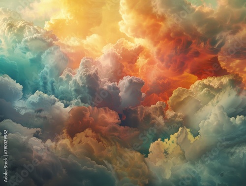 Ethereal Colorful Clouds Drifting Across the Canvas - Abstract Art Creation.