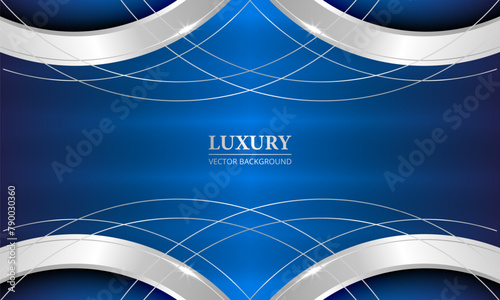 Abstract luxury blue background with silver rings Elegant 3D vector illustration for award, holliday invitation, celebrating, vip card, flyer or brochure photo
