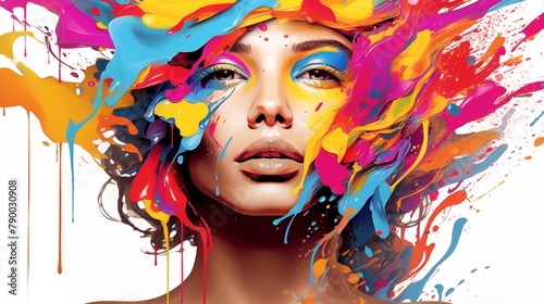 Abstract Colorful Illustration of a Woman on a White Background