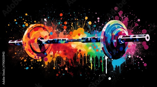Abstract colorful illustration of a barbell on a black background