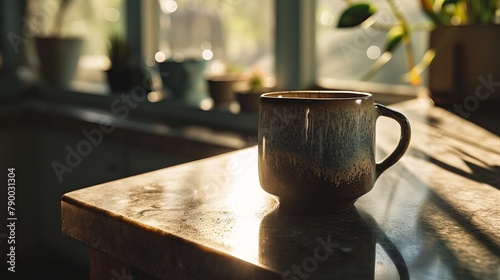 Warmth of Mornings: Sunlit Coffee Mug Scene