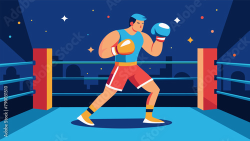 A boxer diligently trains in the ring developing their focus and concentration to anticipate their opponents next move and respond accordingly.