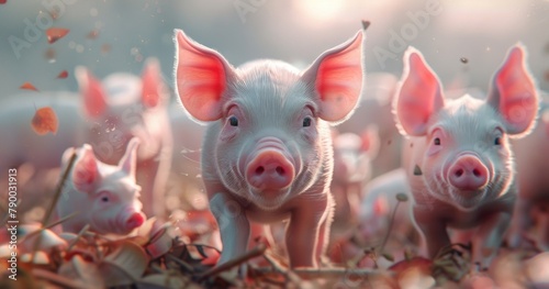 A group of cute piglets on a factory farm.