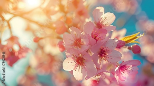 Bright board with cherry blossom