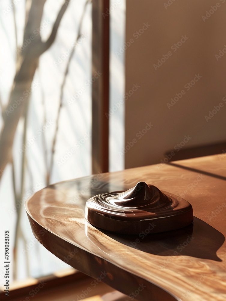 Obraz premium Chocolate Elegance Smooth Melting Texture on Sculptural Metal