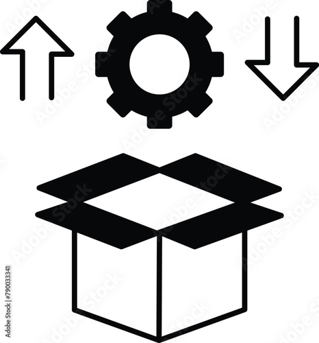 Cog inside box, Vector icon which can easily modify or edit