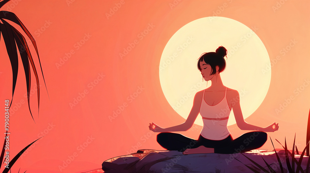 woman doing yoga, mindfulness concept, full life, sport, meditation