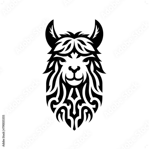 Llama; alpaca in modern tribal tattoo, abstract line art of animals, minimalist contour. Vector